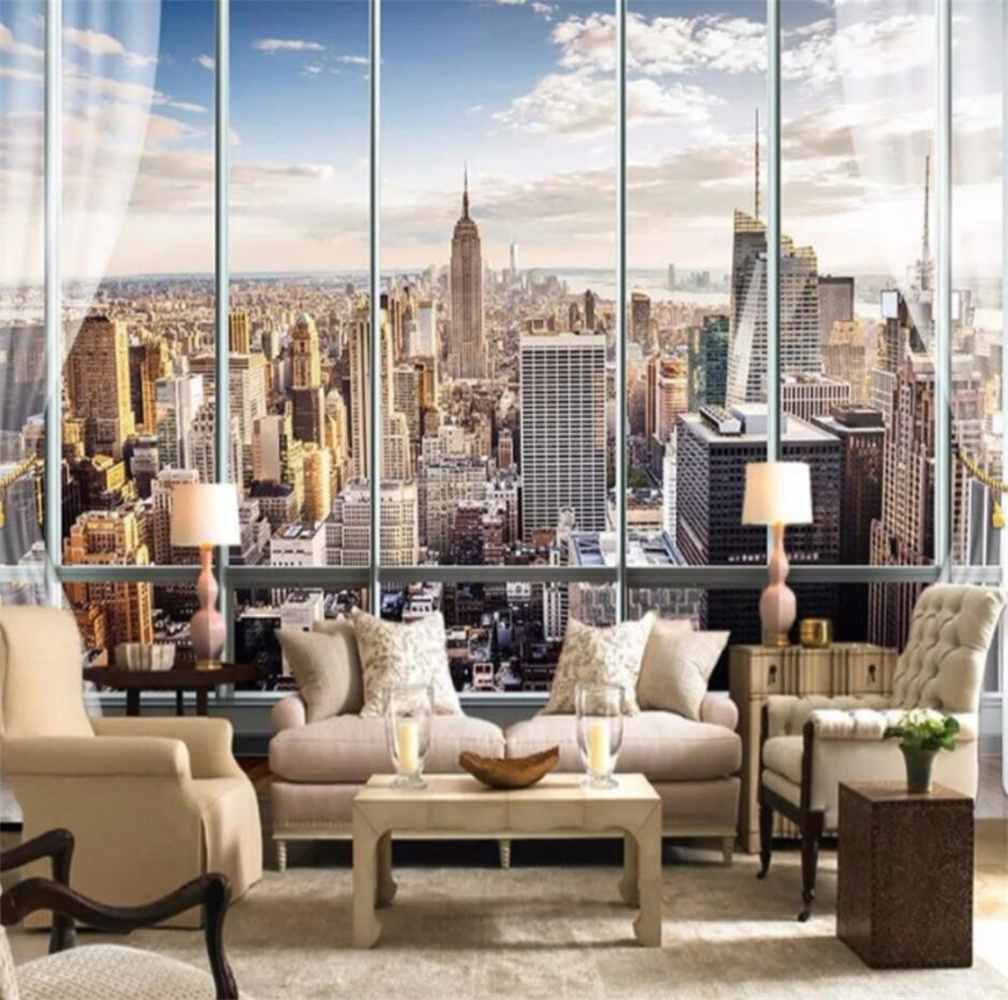 New York Sunrise 3D Window Cit - Interior Design New York ulasan dan harga
