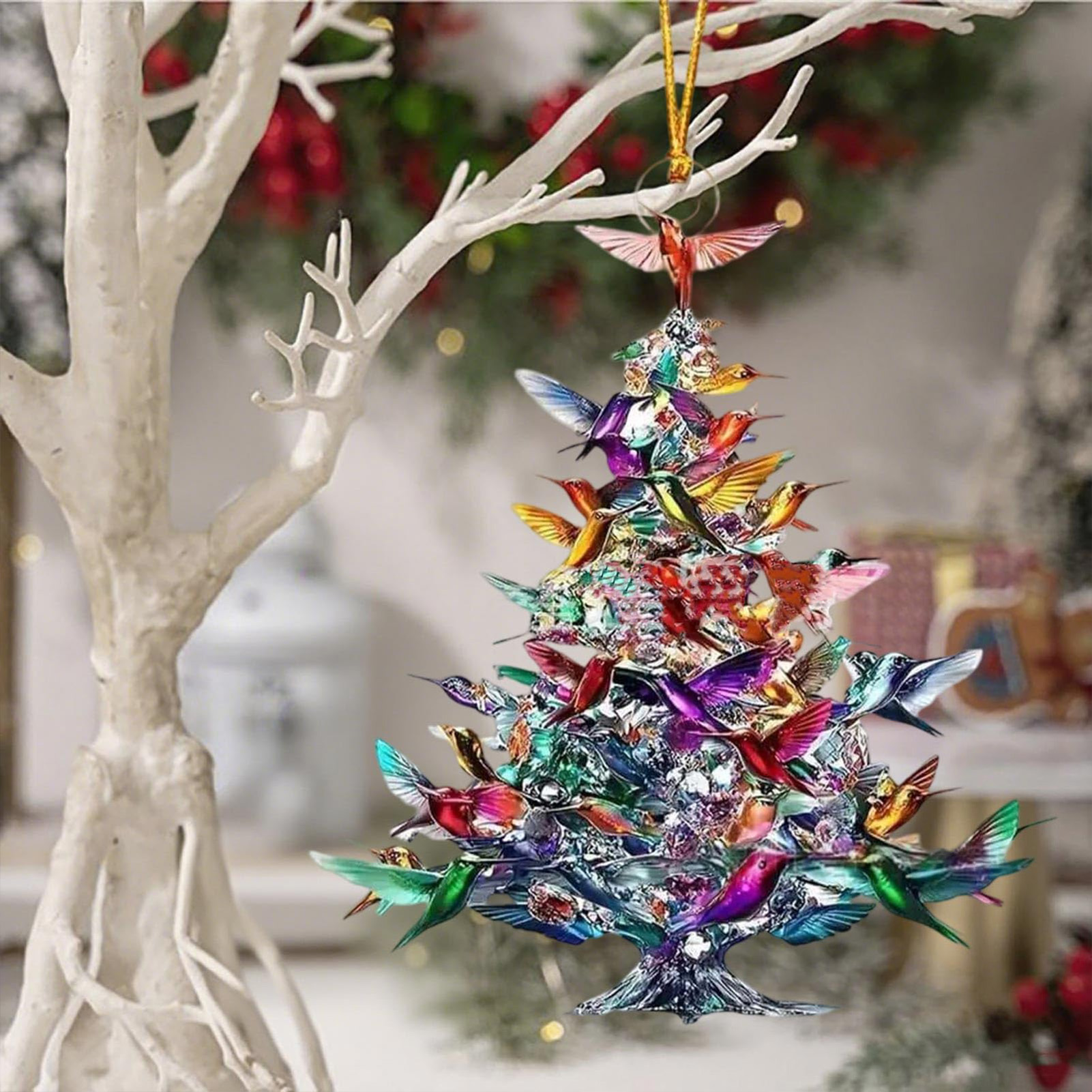 8cm 2D Acrylic Bird Ornaments  - Interior Design Xmas ulasan dan harga