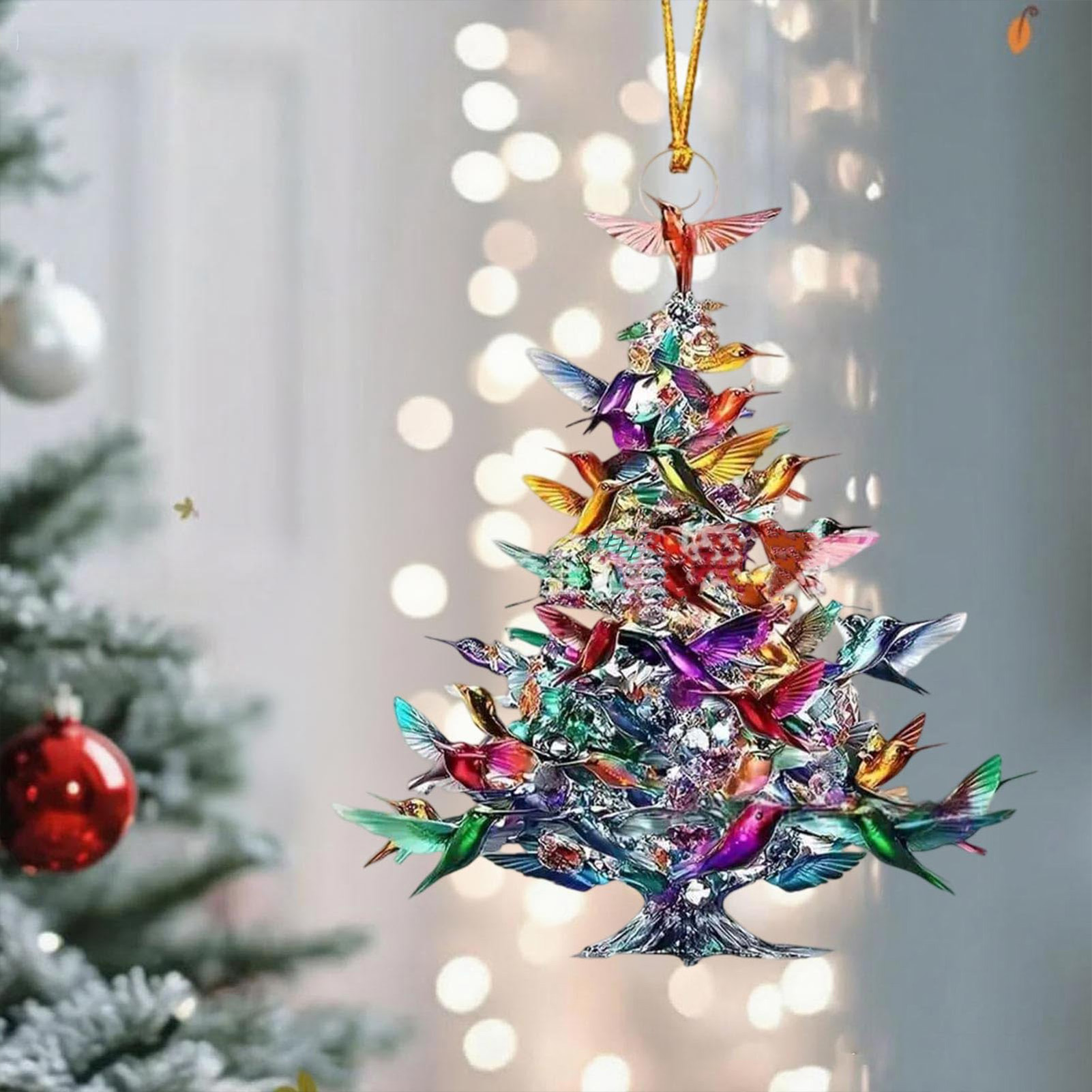 8cm 2D Acrylic Bird Ornaments  - Interior Design Xmas ulasan dan harga