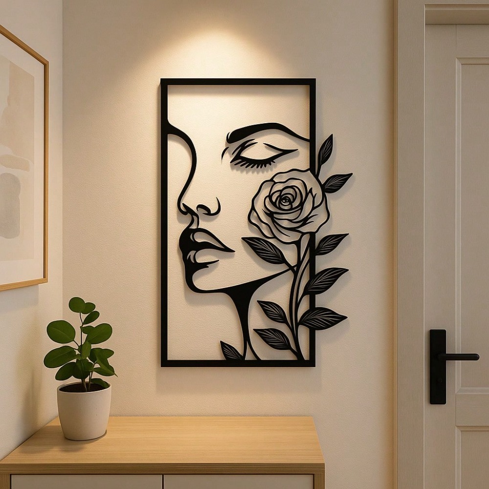 1pc Woman Flower Metal Wall Ar - Interior Design Apartment ulasan dan harga