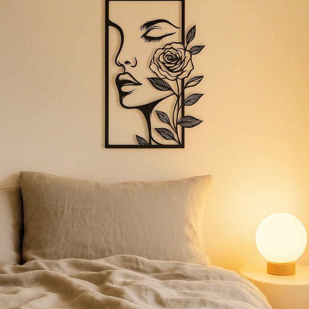 1pc Woman Flower Metal Wall Ar - Interior Design Apartment ulasan dan harga